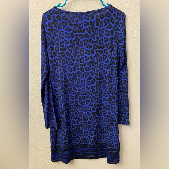 Micheal by Michael Kors blue animal print dress. Size Large. Long sleeve - Picture 5 of 8